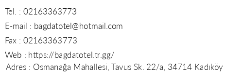 Otel Badat Kadky telefon numaralar, faks, e-mail, posta adresi ve iletiim bilgileri